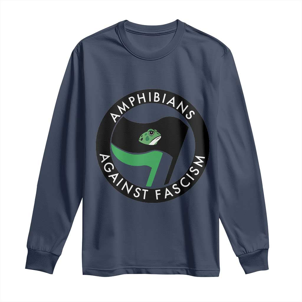 Amphibians Against Fascism Long Sleeve Shirt Anti-Fascist Frog Logo Portland Protest - Wonder Print Shop