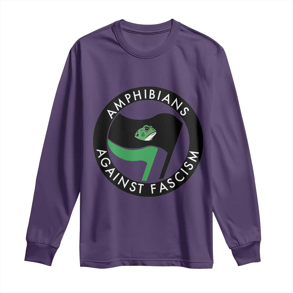 Amphibians Against Fascism Long Sleeve Shirt Anti-Fascist Frog Logo Portland Protest - Wonder Print Shop