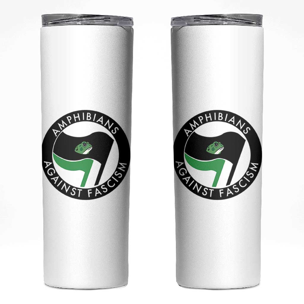 Amphibians Against Fascism Skinny Tumbler Anti-Fascist Frog Logo Portland Protest - Wonder Print Shop