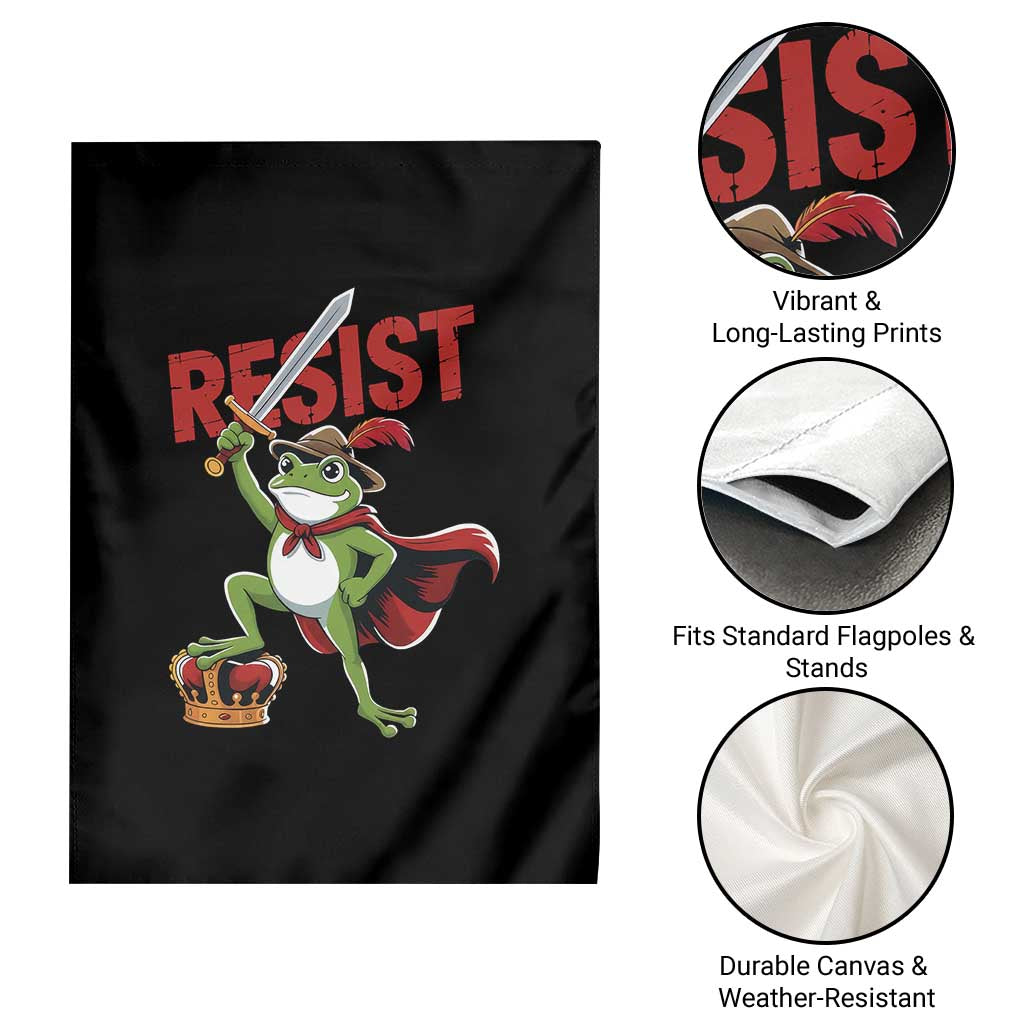 Sword Wielding Frog Resistance Garden Flag Resist Protest No Kings - Wonder Print Shop
