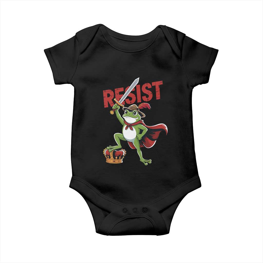 Sword Wielding Frog Resistance Baby Onesie Resist Protest No Kings - Wonder Print Shop
