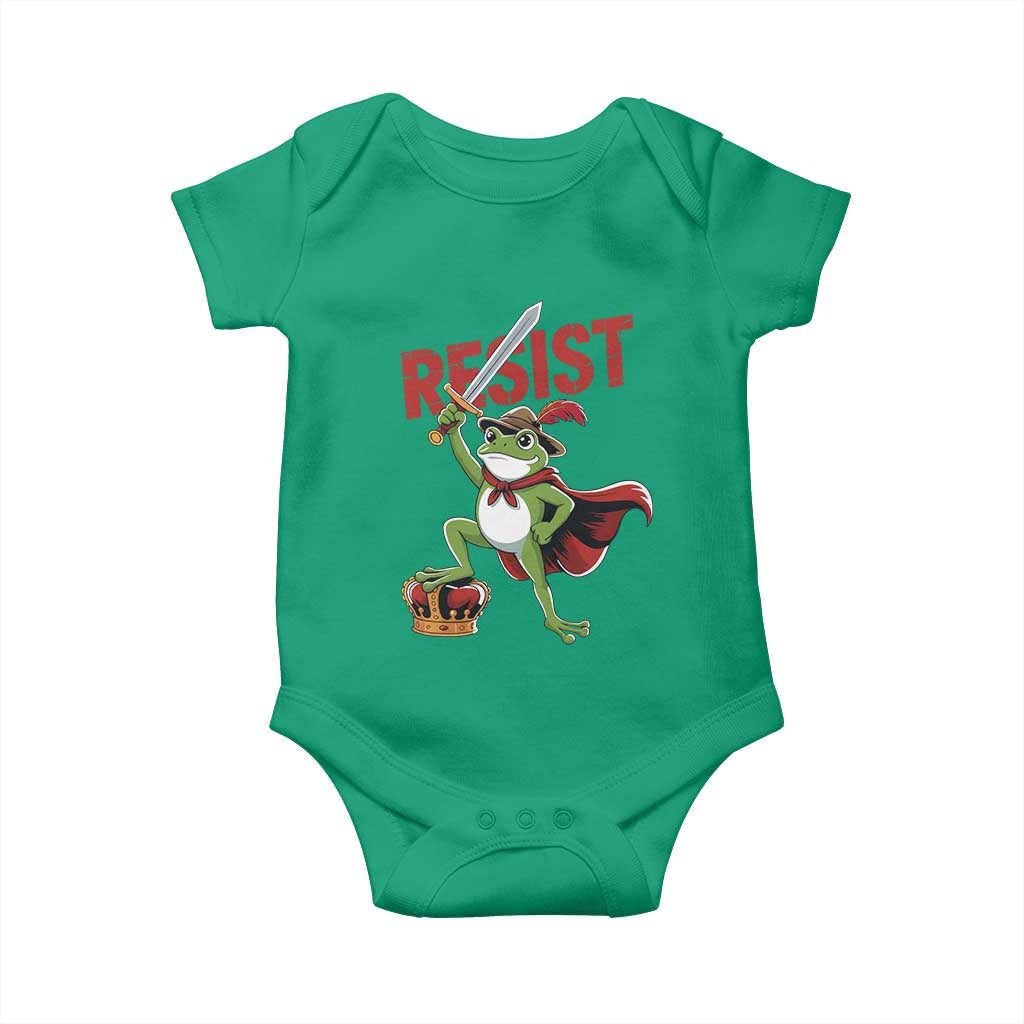 Sword Wielding Frog Resistance Baby Onesie Resist Protest No Kings - Wonder Print Shop