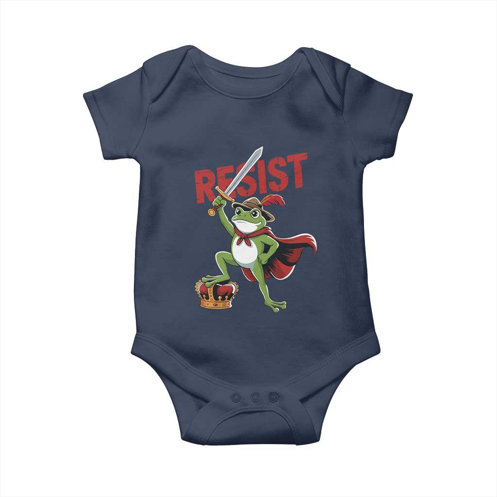 Sword Wielding Frog Resistance Baby Onesie Resist Protest No Kings - Wonder Print Shop