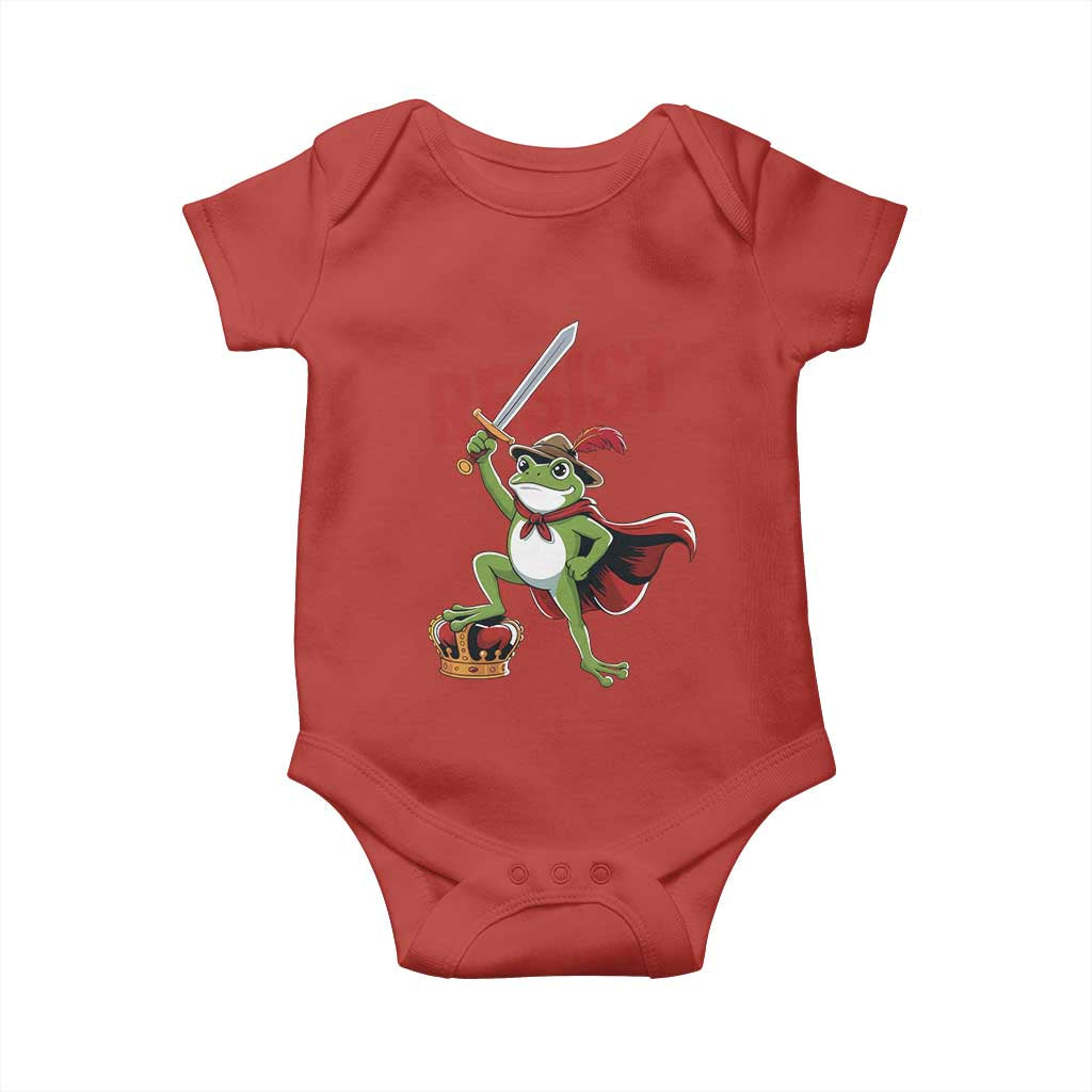 Sword Wielding Frog Resistance Baby Onesie Resist Protest No Kings - Wonder Print Shop