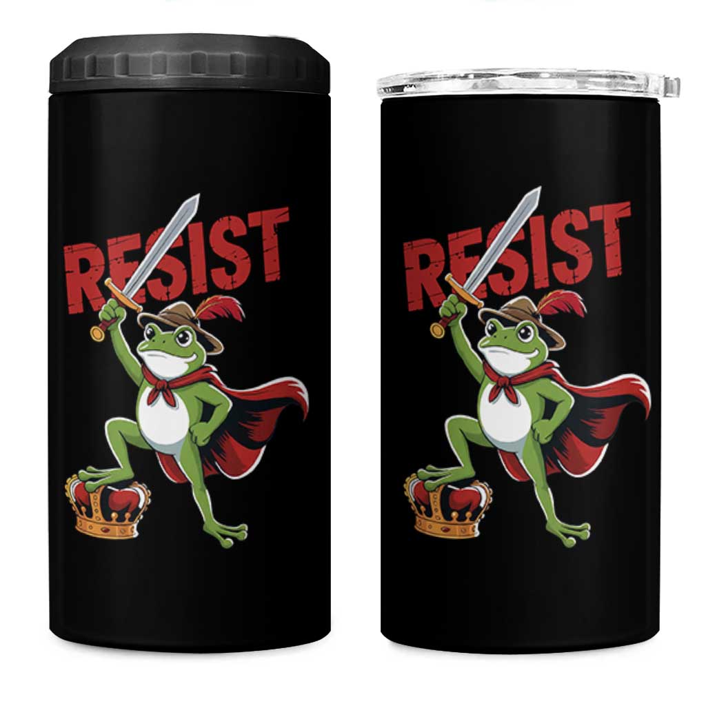 Sword Wielding Frog Resistance 4 in 1 Can Cooler Tumbler Resist Protest No Kings - Wonder Print Shop