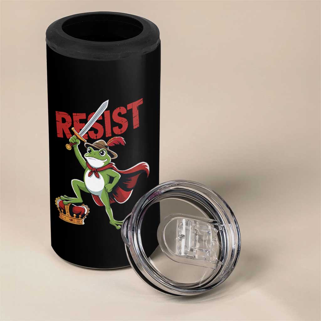 Sword Wielding Frog Resistance 4 in 1 Can Cooler Tumbler Resist Protest No Kings - Wonder Print Shop