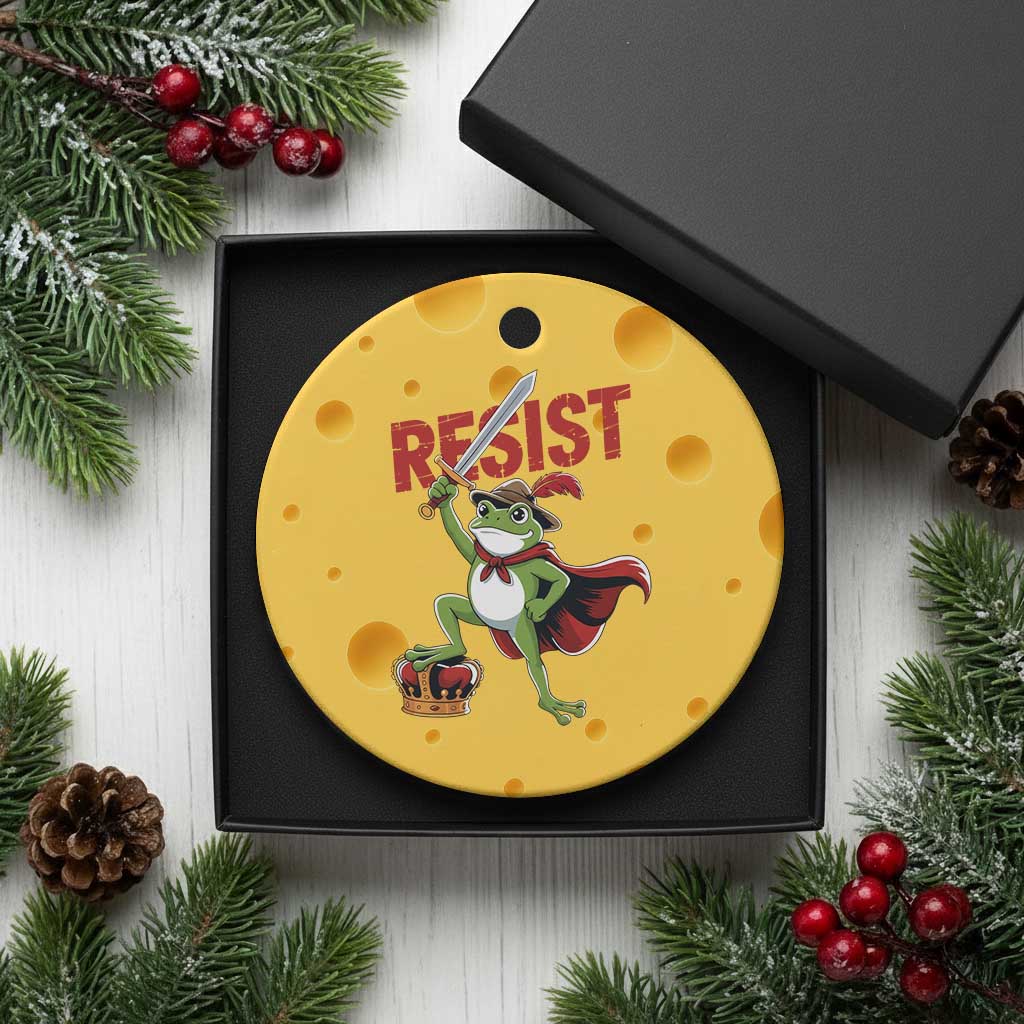 Sword Wielding Frog Resistance Ceramic Ornament Resist Protest No Kings - Wonder Print Shop