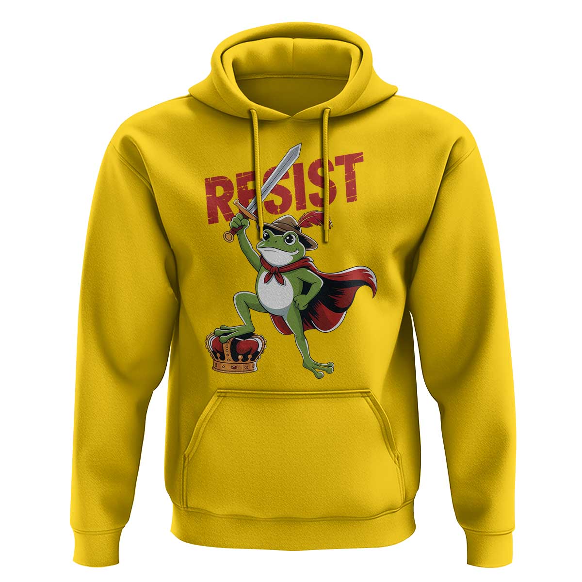Sword Wielding Frog Resistance Hoodie Resist Protest No Kings - Wonder Print Shop