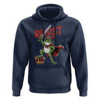 Sword Wielding Frog Resistance Hoodie Resist Protest No Kings - Wonder Print Shop