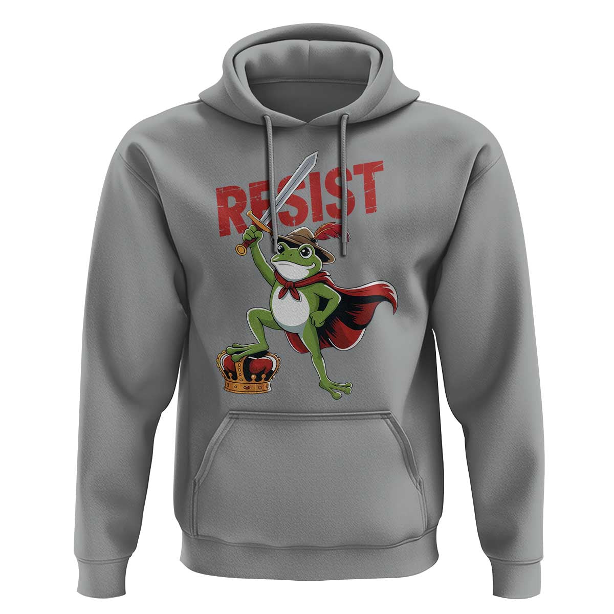 Sword Wielding Frog Resistance Hoodie Resist Protest No Kings - Wonder Print Shop