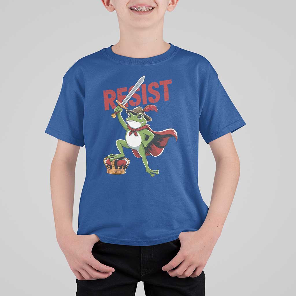 Sword Wielding Frog Resistance T Shirt For Kid Resist Protest No Kings - Wonder Print Shop