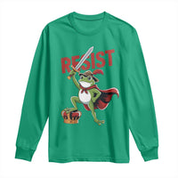Sword Wielding Frog Resistance Long Sleeve Shirt Resist Protest No Kings - Wonder Print Shop