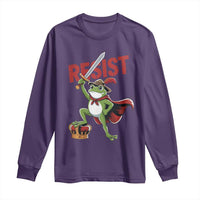 Sword Wielding Frog Resistance Long Sleeve Shirt Resist Protest No Kings - Wonder Print Shop