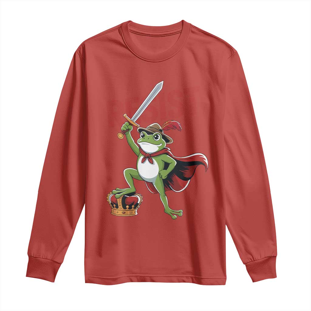 Sword Wielding Frog Resistance Long Sleeve Shirt Resist Protest No Kings - Wonder Print Shop