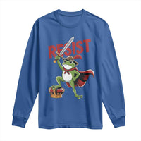Sword Wielding Frog Resistance Long Sleeve Shirt Resist Protest No Kings - Wonder Print Shop