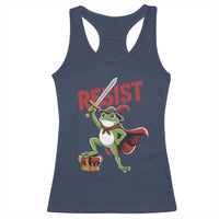 Sword Wielding Frog Resistance Racerback Tank Top Resist Protest No Kings - Wonder Print Shop