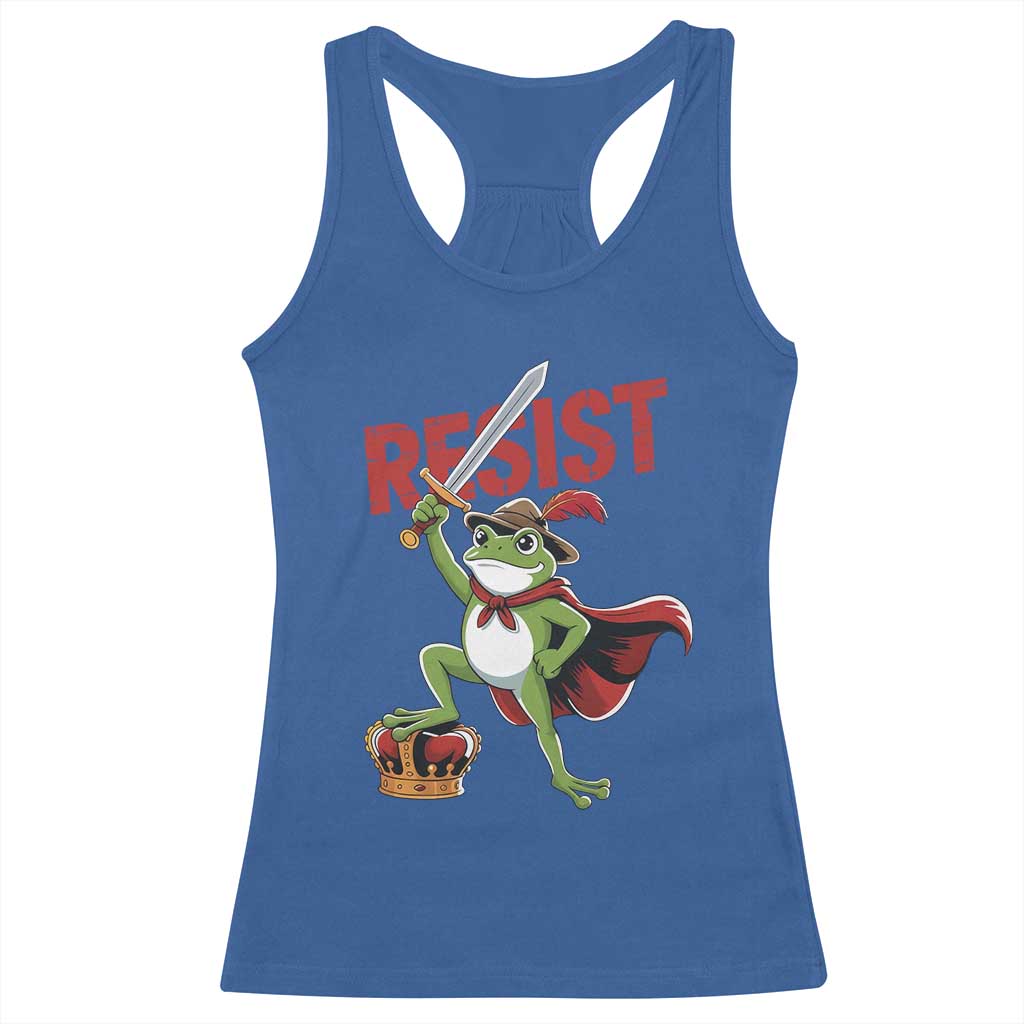 Sword Wielding Frog Resistance Racerback Tank Top Resist Protest No Kings - Wonder Print Shop