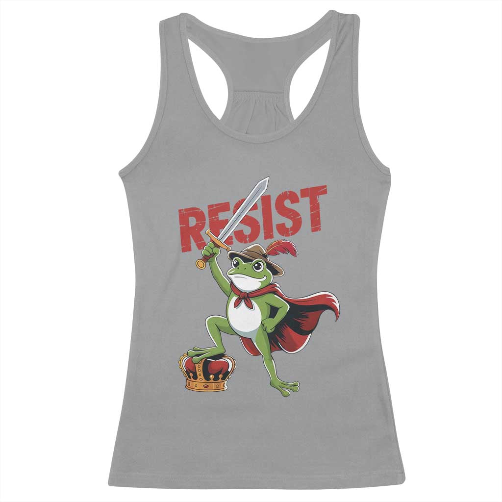 Sword Wielding Frog Resistance Racerback Tank Top Resist Protest No Kings - Wonder Print Shop