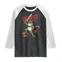 Sword Wielding Frog Resistance Raglan Shirt Resist Protest No Kings - Wonder Print Shop