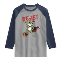 Sword Wielding Frog Resistance Raglan Shirt Resist Protest No Kings - Wonder Print Shop