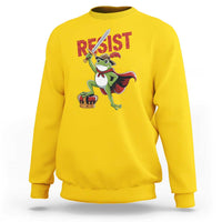 Sword Wielding Frog Resistance Sweatshirt Resist Protest No Kings - Wonder Print Shop