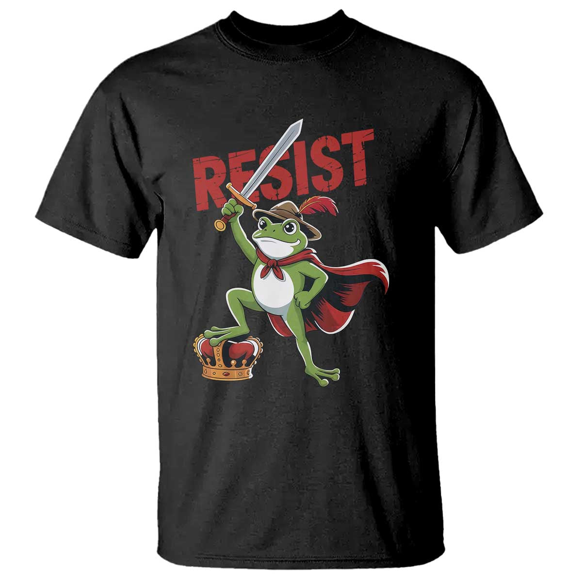 Sword Wielding Frog Resistance T Shirt Resist Protest No Kings - Wonder Print Shop