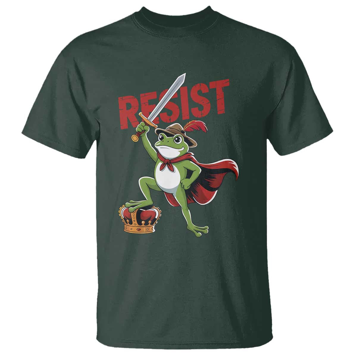Sword Wielding Frog Resistance T Shirt Resist Protest No Kings - Wonder Print Shop