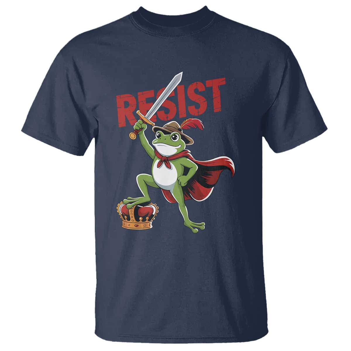 Sword Wielding Frog Resistance T Shirt Resist Protest No Kings - Wonder Print Shop