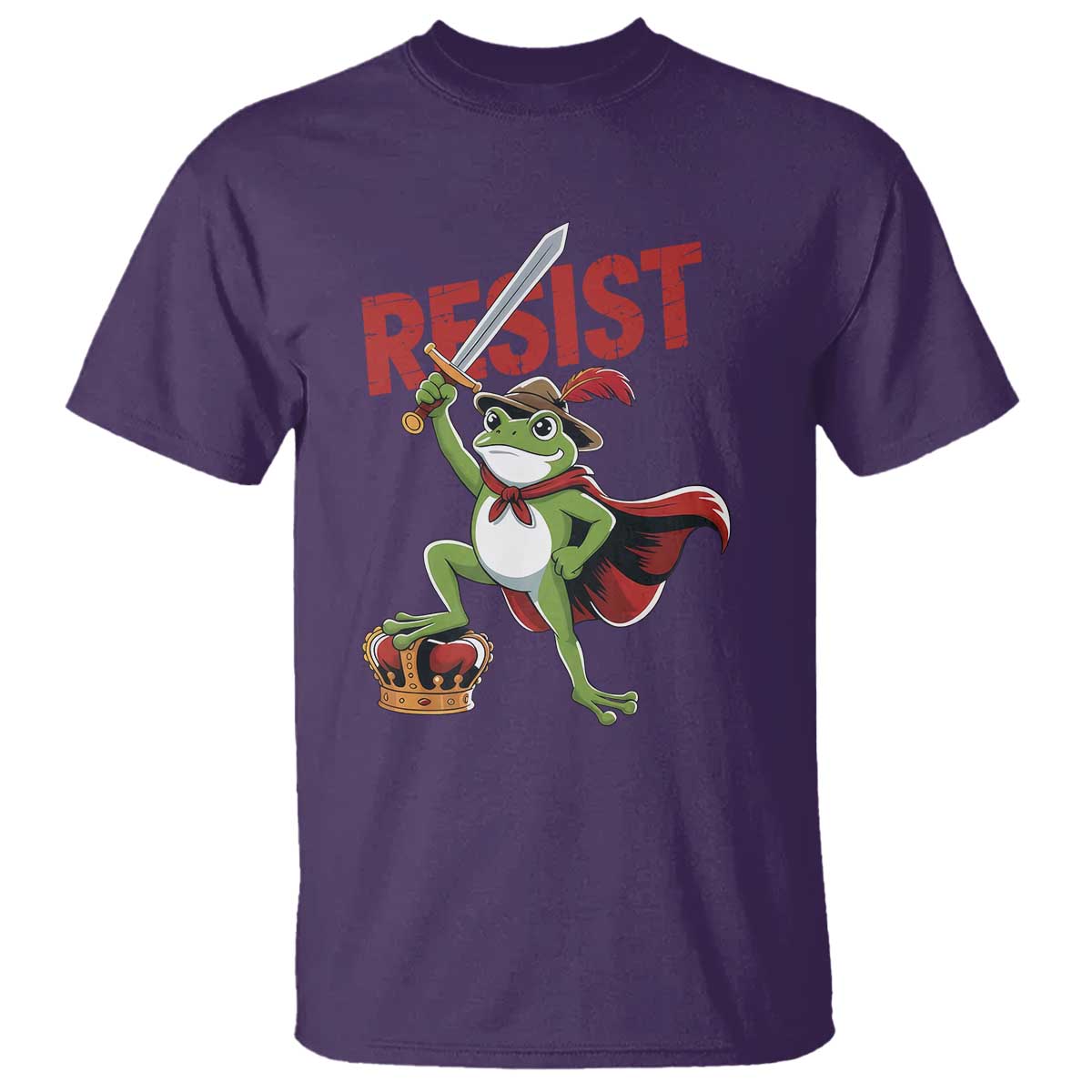 Sword Wielding Frog Resistance T Shirt Resist Protest No Kings - Wonder Print Shop