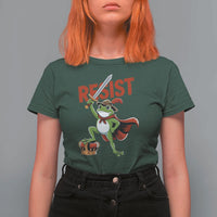 Sword Wielding Frog Resistance T Shirt For Women Resist Protest No Kings - Wonder Print Shop