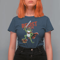 Sword Wielding Frog Resistance T Shirt For Women Resist Protest No Kings - Wonder Print Shop