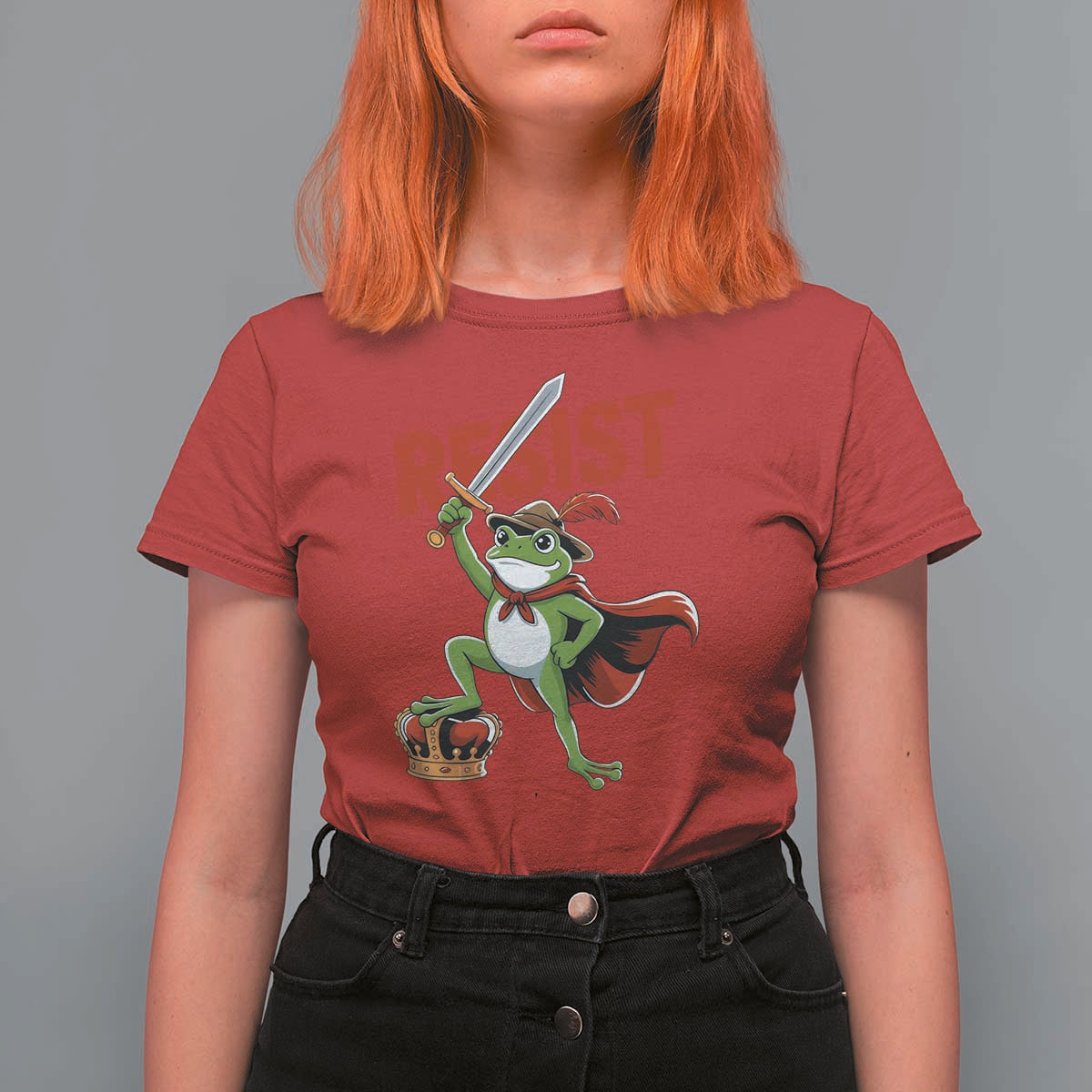Sword Wielding Frog Resistance T Shirt For Women Resist Protest No Kings - Wonder Print Shop