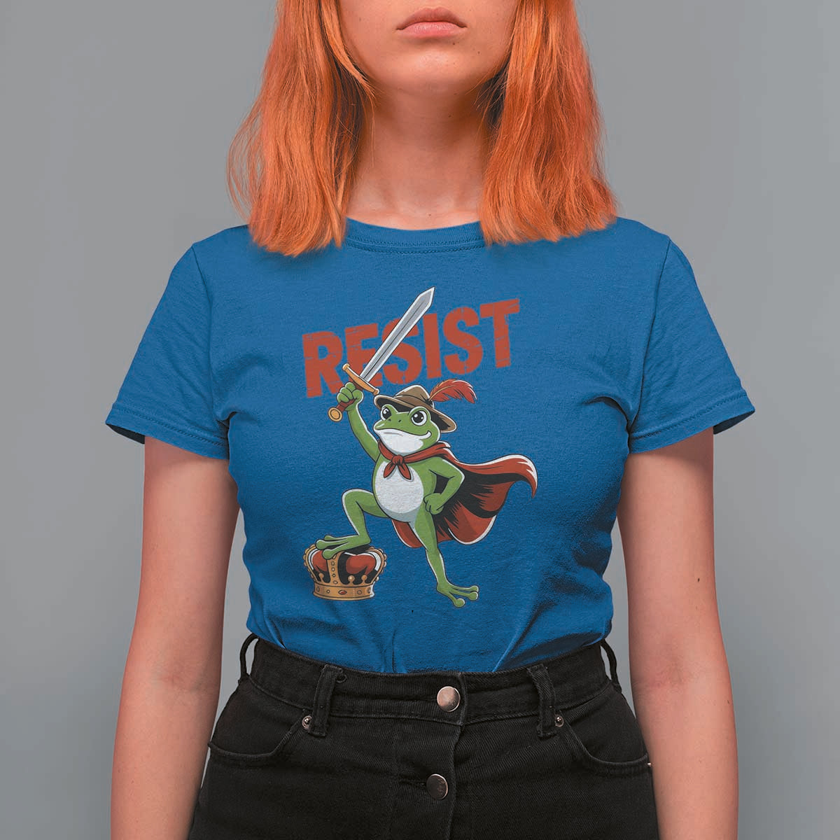 Sword Wielding Frog Resistance T Shirt For Women Resist Protest No Kings - Wonder Print Shop