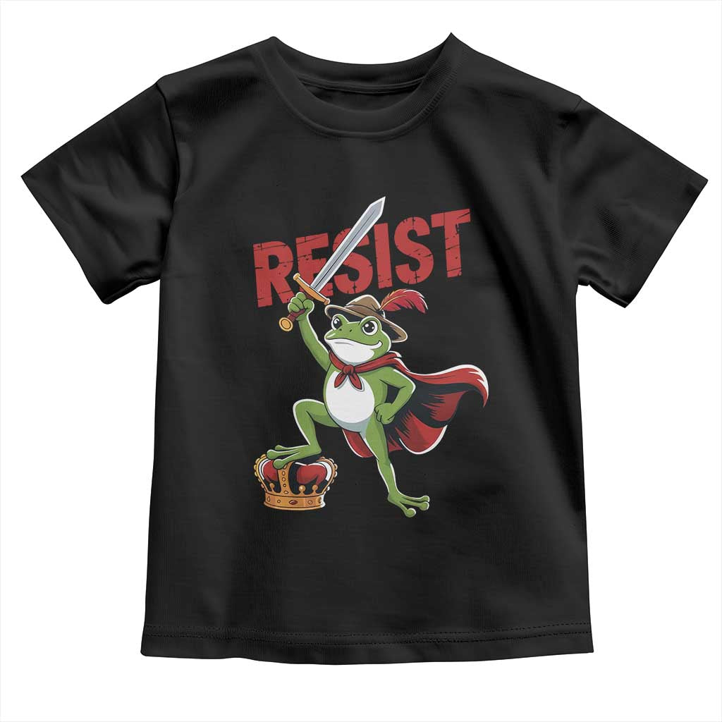 Sword Wielding Frog Resistance Toddler T Shirt Resist Protest No Kings - Wonder Print Shop
