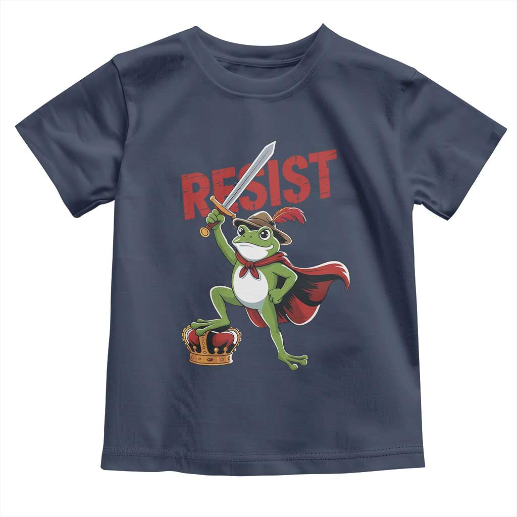 Sword Wielding Frog Resistance Toddler T Shirt Resist Protest No Kings - Wonder Print Shop