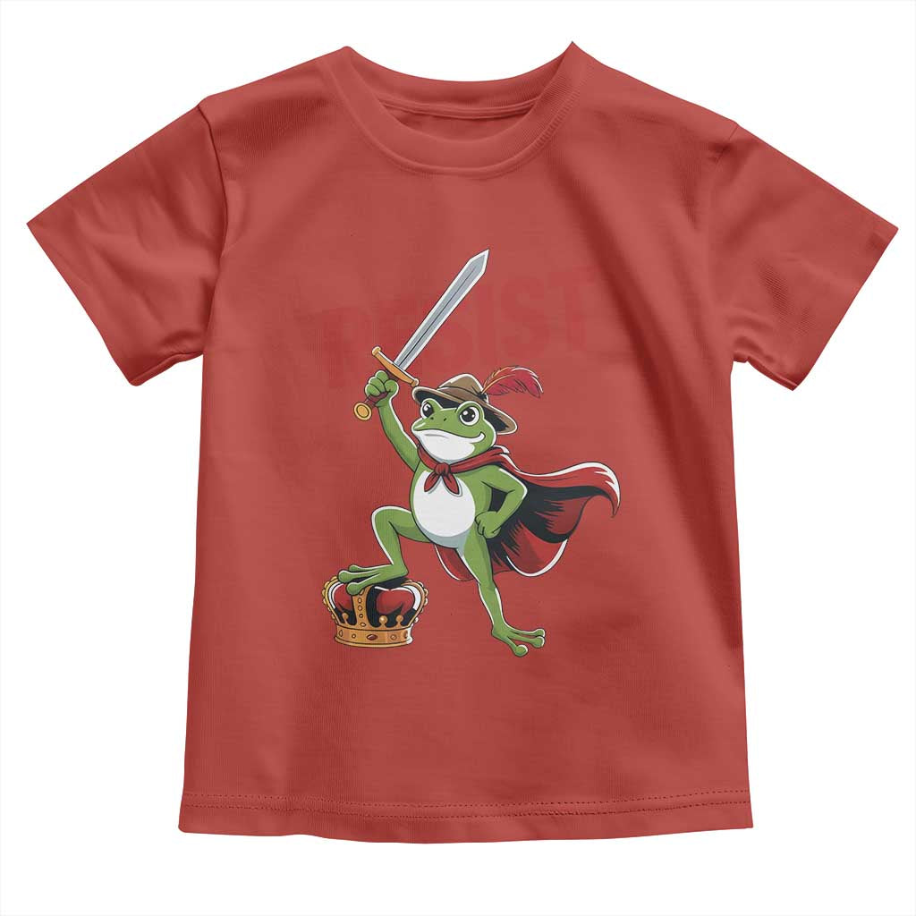Sword Wielding Frog Resistance Toddler T Shirt Resist Protest No Kings - Wonder Print Shop