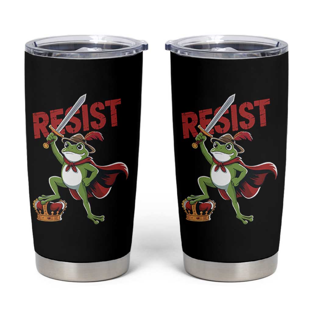 Sword Wielding Frog Resistance Tumbler Cup Resist Protest No Kings - Wonder Print Shop