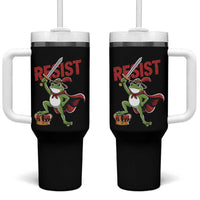 Sword Wielding Frog Resistance Tumbler With Handle Resist Protest No Kings - Wonder Print Shop