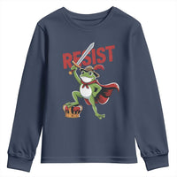 Sword Wielding Frog Resistance Youth Sweatshirt Resist Protest No Kings - Wonder Print Shop