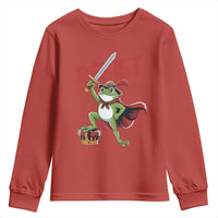 Sword Wielding Frog Resistance Youth Sweatshirt Resist Protest No Kings - Wonder Print Shop