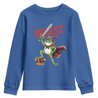 Sword Wielding Frog Resistance Youth Sweatshirt Resist Protest No Kings - Wonder Print Shop