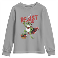 Sword Wielding Frog Resistance Youth Sweatshirt Resist Protest No Kings - Wonder Print Shop