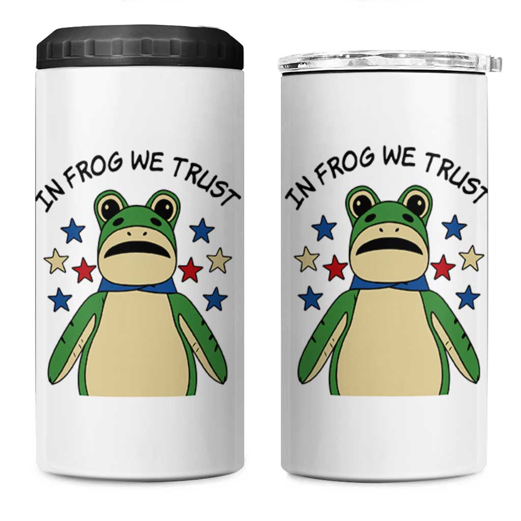 In Frog We Trust 4 in 1 Can Cooler Tumbler Patriotic Portland Frogs Protest American Flag - Wonder Print Shop