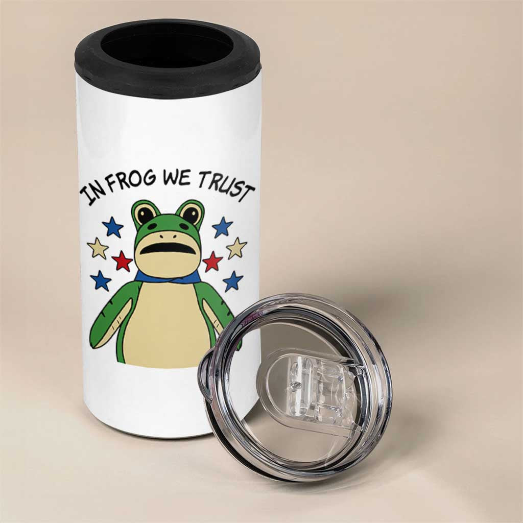 In Frog We Trust 4 in 1 Can Cooler Tumbler Patriotic Portland Frogs Protest American Flag - Wonder Print Shop