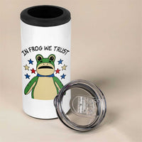 In Frog We Trust 4 in 1 Can Cooler Tumbler Patriotic Portland Frogs Protest American Flag - Wonder Print Shop