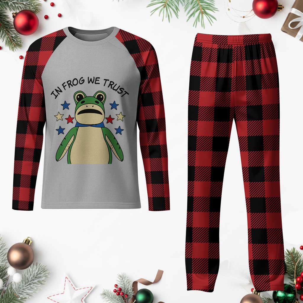 In Frog We Trust Plaid Pajama Set Patriotic Portland Frogs Protest American Flag - Wonder Print Shop