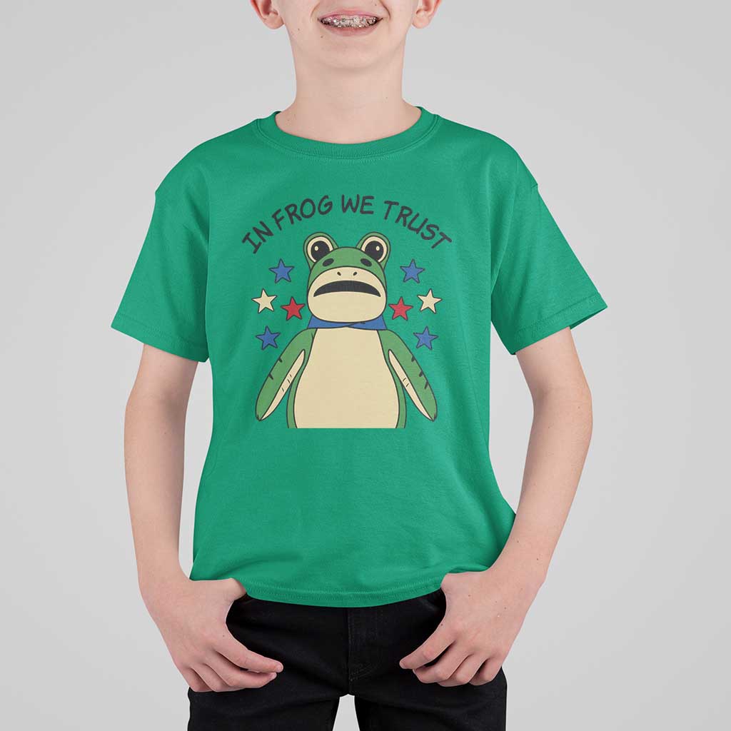 In Frog We Trust T Shirt For Kid Patriotic Portland Frogs Protest American Flag - Wonder Print Shop