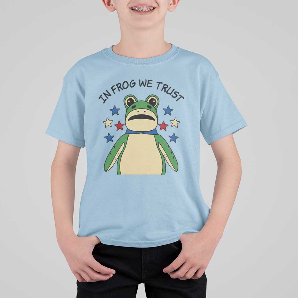 In Frog We Trust T Shirt For Kid Patriotic Portland Frogs Protest American Flag - Wonder Print Shop