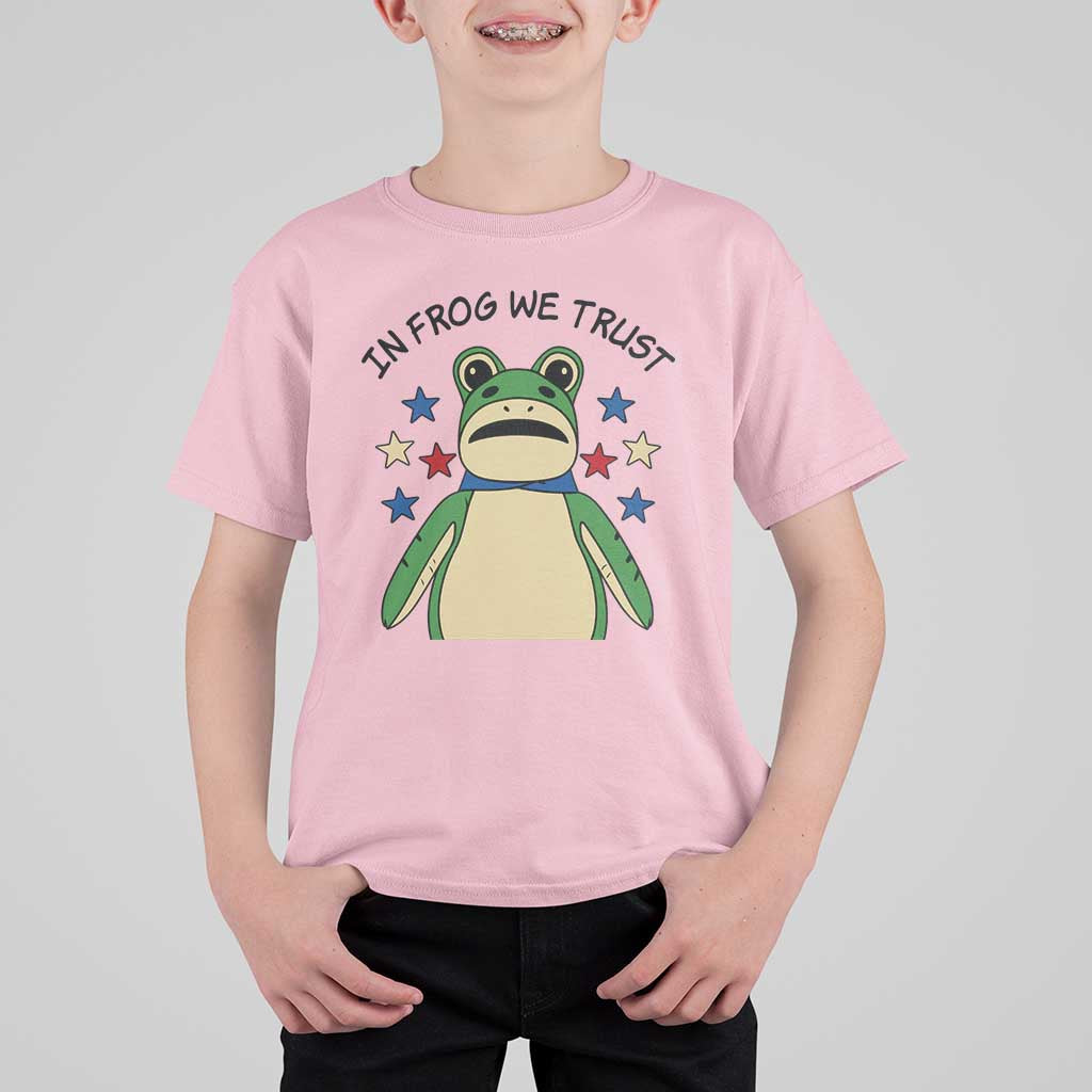 In Frog We Trust T Shirt For Kid Patriotic Portland Frogs Protest American Flag - Wonder Print Shop