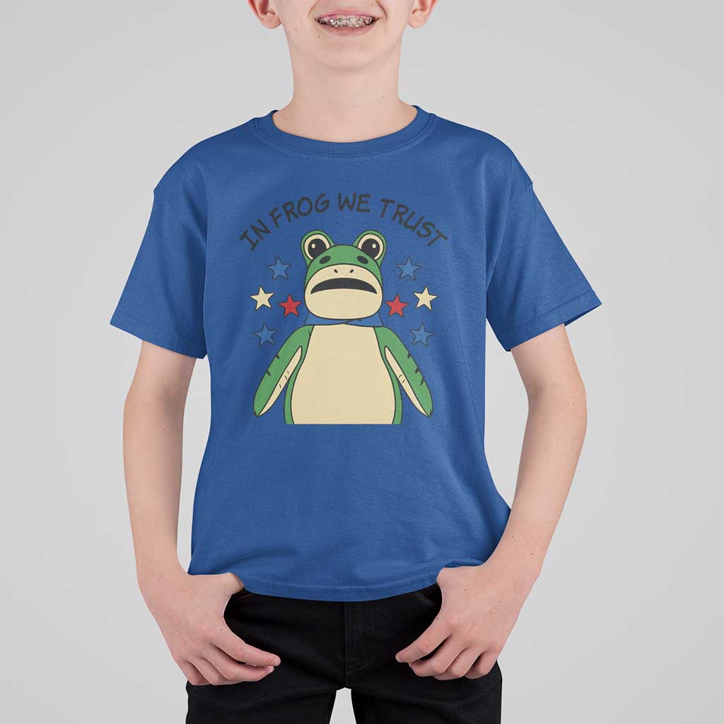 In Frog We Trust T Shirt For Kid Patriotic Portland Frogs Protest American Flag - Wonder Print Shop